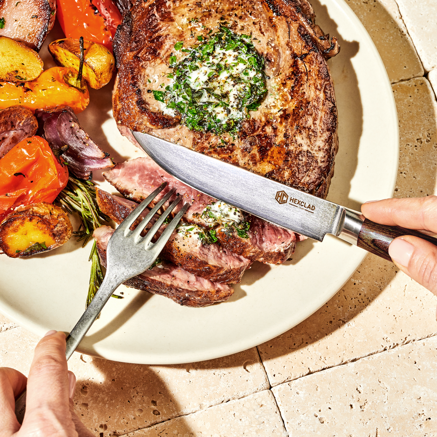 Damascus Steel Steak Knife Set, 8-pc (Espresso)