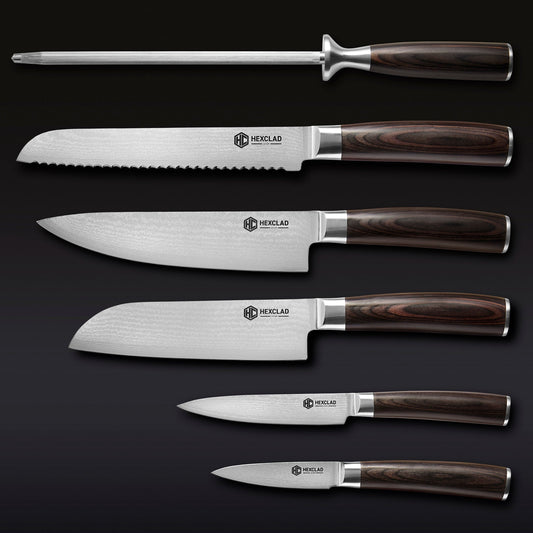 Damascus Steel Knife Set, 6-pc (Espresso)